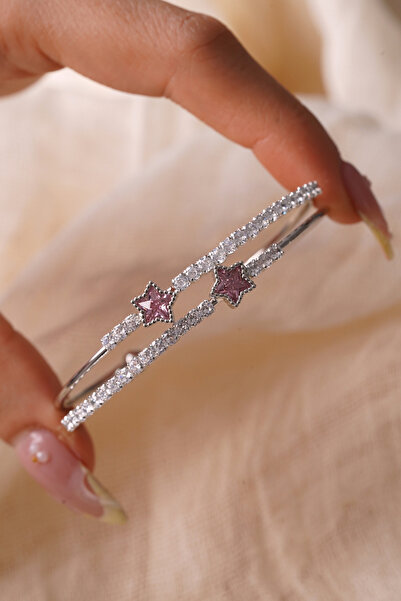 AŞIK ACCESSORIES Pink Star Figured Double-Looked Sparkling Princess (Coquette...