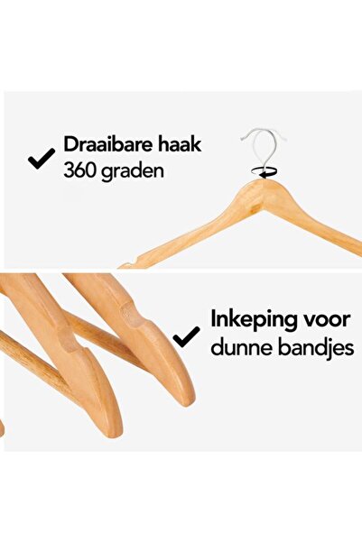 STARSTAR 10 Wooden Clothes Hangers - Coat Hanger - Notch and Trouser Bar - Me...