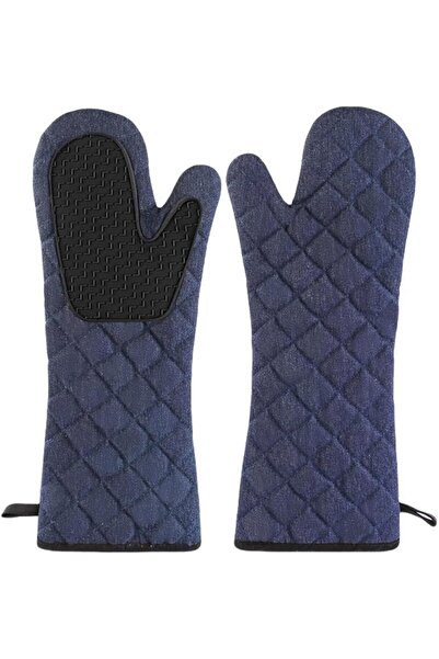STARSTAR Long cotton quilted silicone denim heat-resistant gloves, heat-resis...