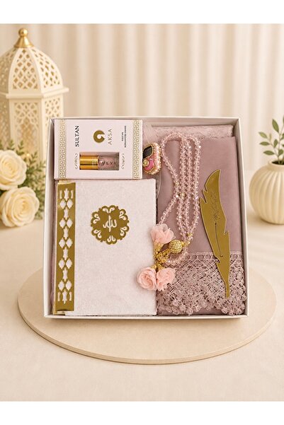 Set Sepetim Premium Pembe Çeyizlik Bohça Hediyelik Seccade Seti Seccade • Yas...