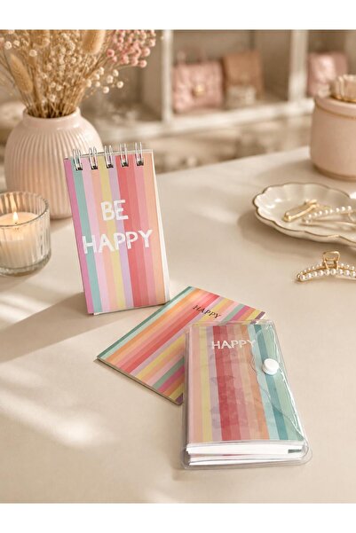 4nio مجموعة من 3 دفاتر ملاحظات مكتوبة عليها Be Happy