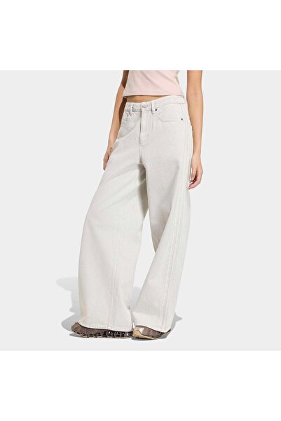adidas بنطلون جينز واسع الساق للنساء من HIGH RISE KQ6470 رمادي
