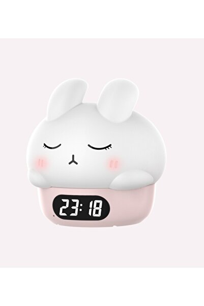 silabor Tavşan Figürlü Dijital LED Çalar Saat Gece Lambası USB Şarjlı Dokunma...