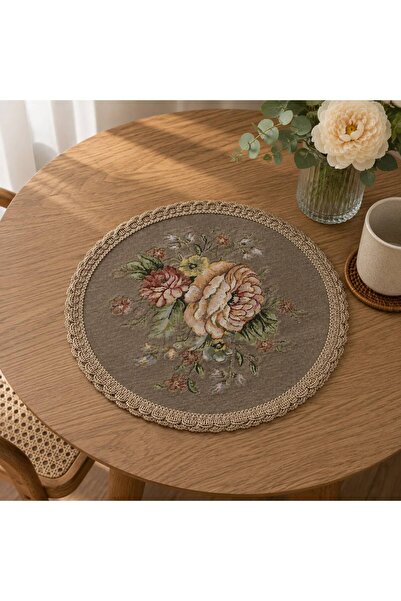 Yeshome Collection Vintage Bouquet Tapestry Fiskos Cover – 30 cm Round Decora...
