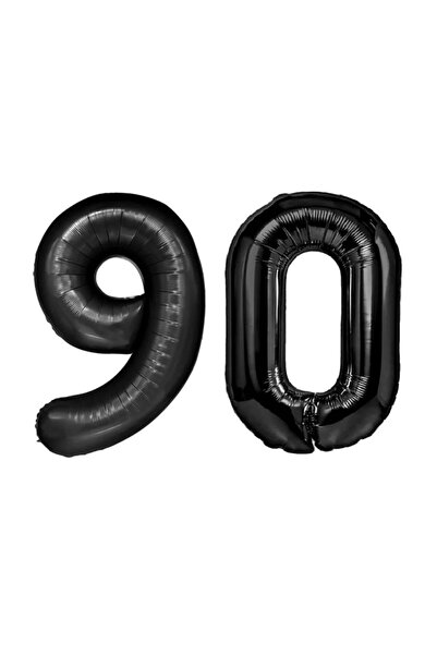 genaja Set Baloane Folie Cifra 9 și 0 Negru 40 cm, Numărul 90, Decor Aniversa...
