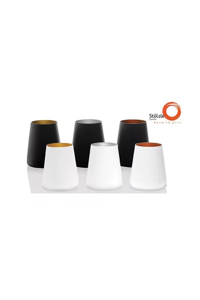 Stölzle Lausitz Set 6 pahare tumbler 380 ml, linia Power, culoare exterior Alb mat, interior Auriu
