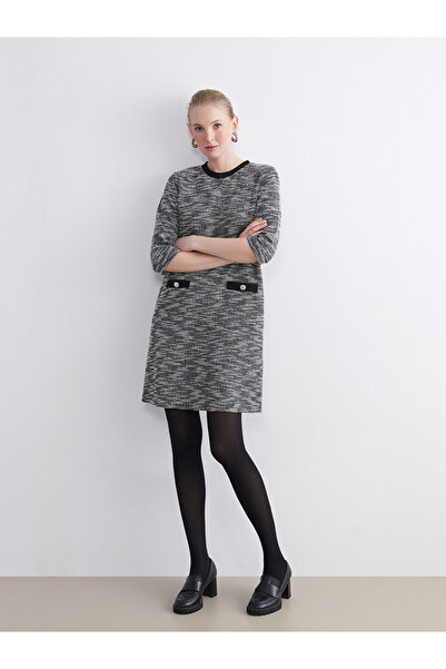 LC Waikiki Crew Neck Patterned Mini Dress