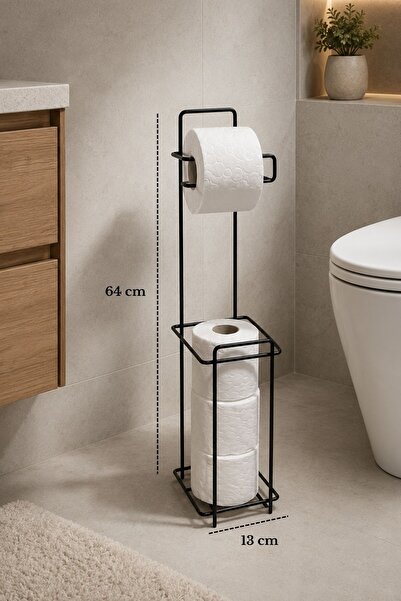 Edora Home Black Metal Standing Toilet Paper Holder and Spare Roll Stand |   ...