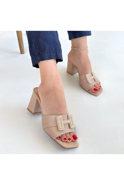 Lavish Gold Erew beige skin high heel slippers