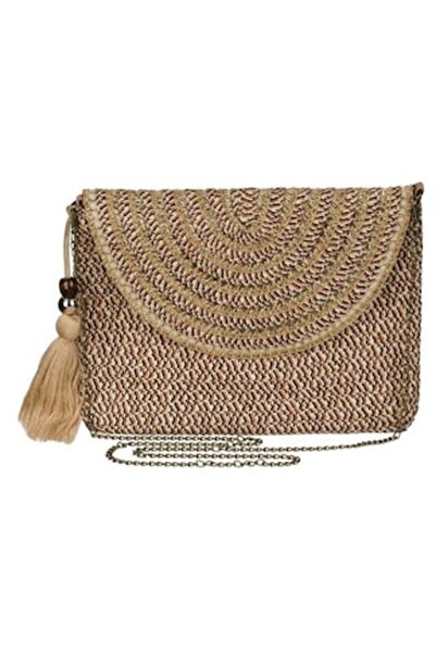 CATIANO Geantă crossbody din paie cu lanț auriu cu franjuri pentru femei 30x2...
