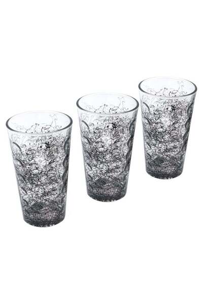 BAMI NETWORK Set pahare inalte sticla cu linii negre 450ml modern