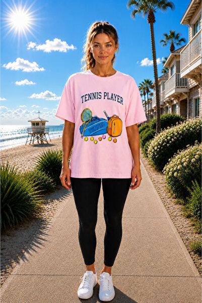 VODEXA Unisex Oversize Tennis Printed T-Shirt 100% Cotton Tennis Themed Comfo...