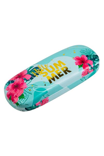 BAMI NETWORK Husa Dreptunghiulara Dura Turcoaz cu Model Floral pentru Ochelari