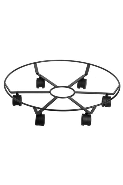 BAMI NETWORK Suport metalic rotund cu roti pentru ghiveci flori Ø44.5cm negru