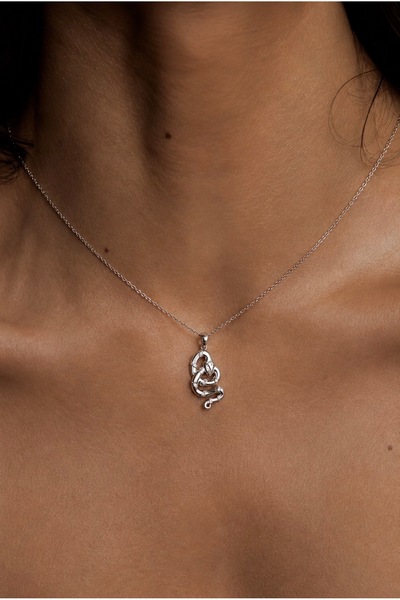 Lavian Accessories Çelik Yılan Zirkon Taşlı Kolye