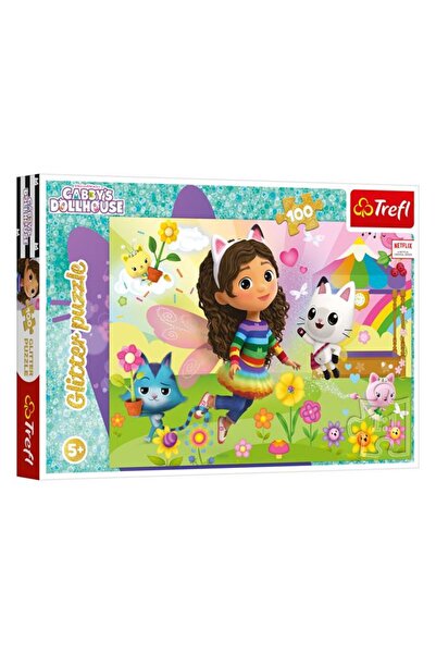 BAMI NETWORK Puzzle copii Gabby's Dollhouse cu glitter 100 piese, Trefl