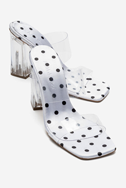 Ayakkabı Ateşi Women's White Polka Dot Detailed Transparent Strap Transparent...
