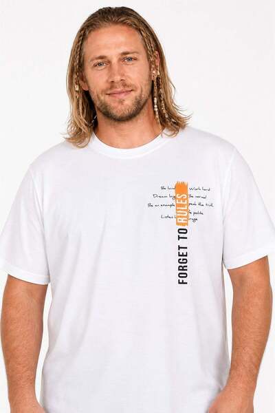 Starbattal Men's Oversized Crew Neck T-Shirt Forget to Rules 25156 White