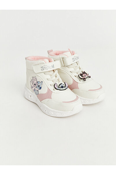 LC Waikiki Lcw Steps Beige Lilo & Stitch Printed Girls' High-Top Sneakers