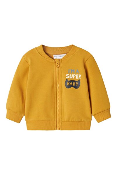 Name it Ζακέτα φούτερ βρεφικό αγόρι "I'm a super baby" ώχρα