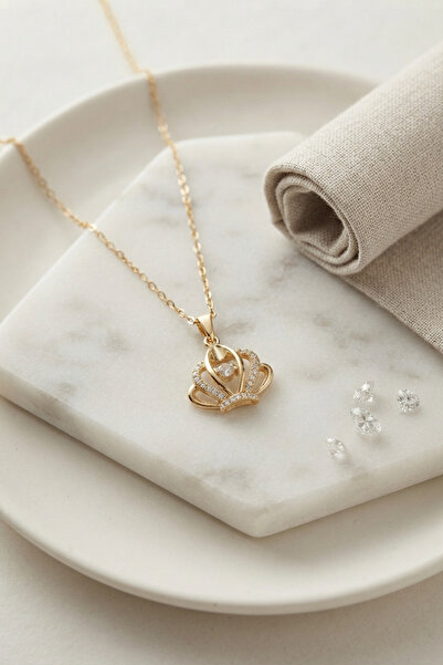 Generic Brand 316L Steel Chain Gold Color Crown Model Necklace - Lisinya