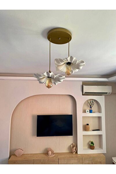 DREAM MODE Nest 2'li Bohem Çiçek Sarkıt Avize | Modern Salon, Yemek Masası, Mutfak Adası Aydınlatması | E27