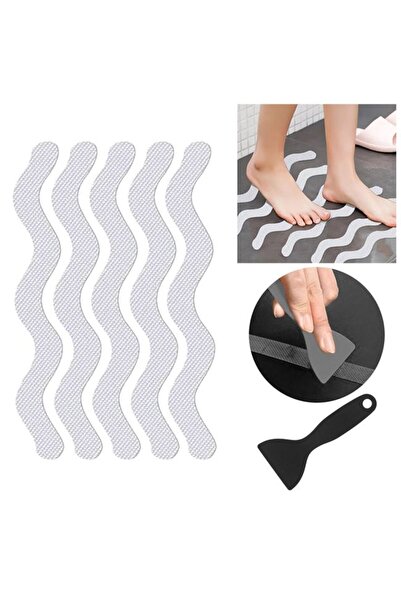 BAMI NETWORK Autocolante Antiderapante Zigzag Alb 30x2cm Protectie Sigura