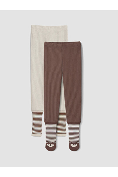 LC Waikiki Brown 2-Piece Baby Boy Ribbed Bootie Sweatpants
