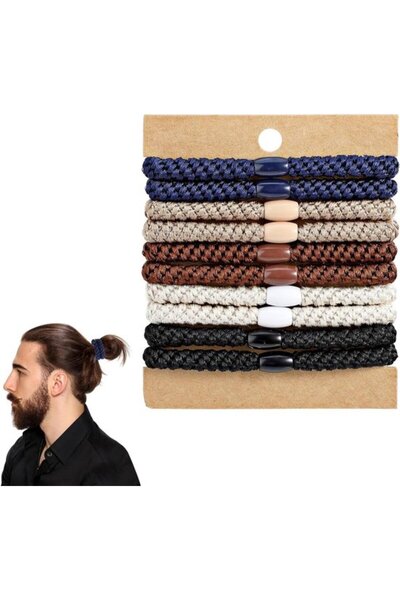STARSTAR 10 Braided Hair Ties for Men - Curly Hair Ties Suitable for Thick Hair
