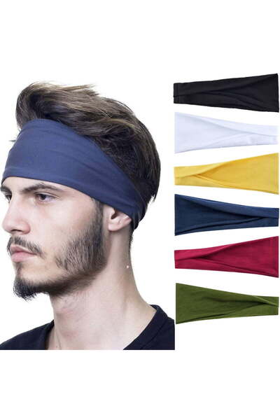 STARSTAR 6-pack men's moisture-wicking sports headbands for gym, running, bas...