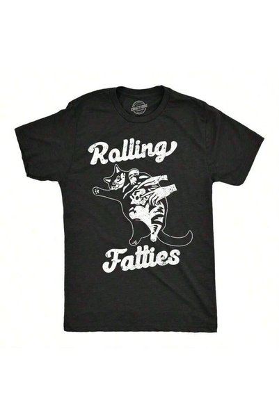 KYMC07 Mens Funny Shirts Rolling Fatties Sarcastic Novelty Tee Men Graphic Tees