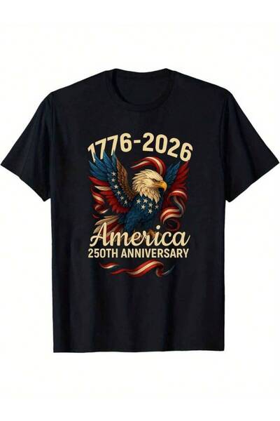 LİNA06 Men' 250th Anniverary Commemorative-Shirt - 1776-2026. Featuring A Dei...