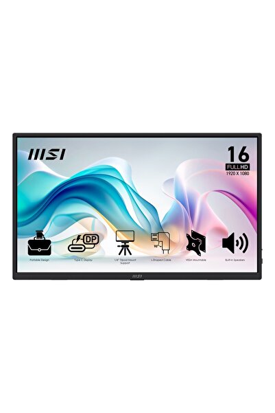 MSI Monitor PRO MP165 E6 15.6 inch 1920 x 1080 px IPS 60 Hz Office