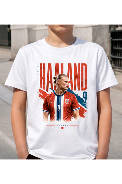 STİL-X Erling Haaland Printed Children's and Youth T-Shirt, Soft Textured Fabric