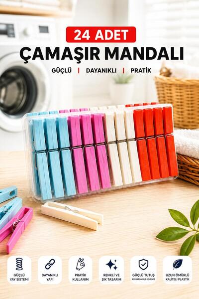 garaccu Süper Kalite Çamaşır Mandalı Klasik Plastik Mandal Güçlü Tutuş