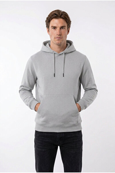 ELAFRO Men's Stone Hooded Sweatshirt with Kangaroo Pocket and 3-Thread Fleece...