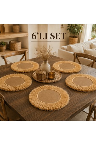 NGAHOME Handmade Raffia Supla Set of 6 40 cm Bohemian American Service Tableware Decor