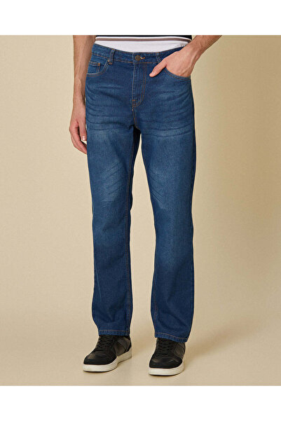 REDTAG Men Blue Straight Fit Denim Jeans