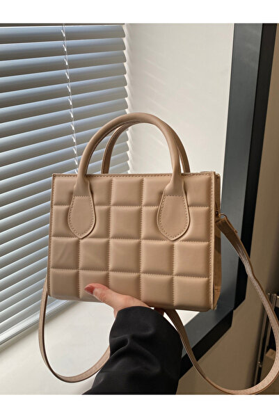 Take Two By Styli Khaki Quilted Shoulder Bag
