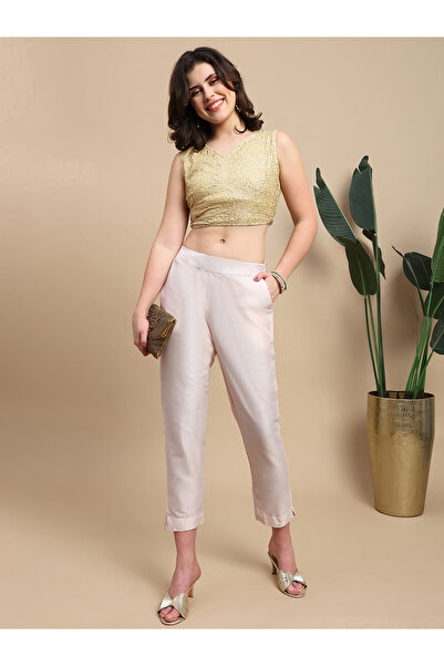De Moza By Styli Light Pink Solid Pants with Side Pocket