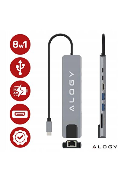 ALOGY Hub USB 8 în 1 USB-C USB LAN SD 76792 8 porturi