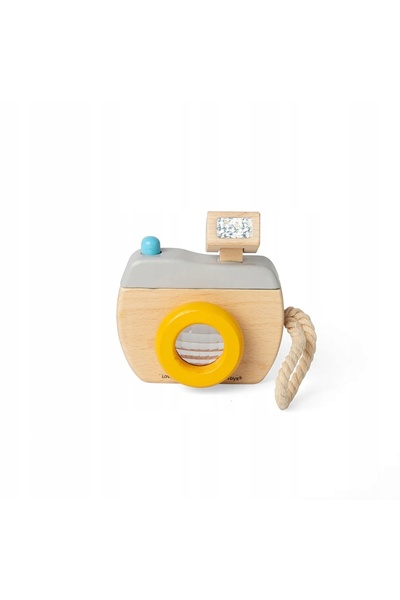 BIGJIGS Toys Aparat foto din lemn cu bliț pentru copii Bigjigs