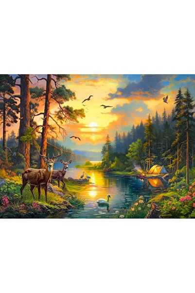 NO BRAND Puzzle 3000 piese. Apus de soare peste râul Castorland, învelit în p...