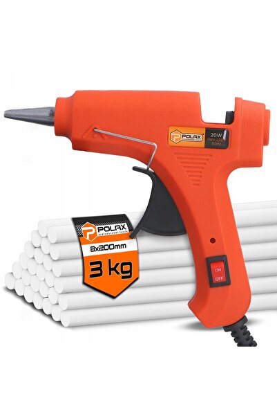 POLAX Pistol de lipit 20W, batoane de adeziv fierbinte 8x200mm, 3kg, LAKI, fă...