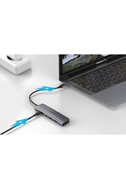 Ugreen Hub adaptor USB-C 7 în 1 HDMI 4K 2x USB 3.0 SD/TF PD 100W