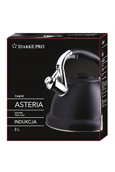 Starke Pro Aragaz cu gaz cu inducție și fluier, din oțel negru, Asteria II 3L