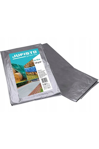 jufisto Prelată protectoare argintată 6x10m pentru lemn 120g/m2 10x6m