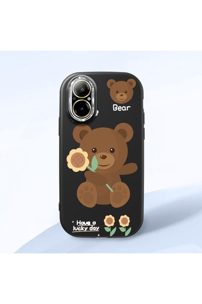 Hontinga Realme 12 Lite Compatible Case Camera Protector Black Silicone Coupl...