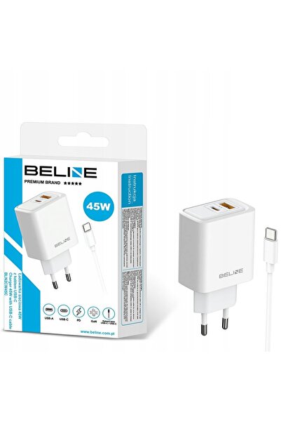 NO BRAND Încărcător de perete Beline 45W GaN USB-A/USB-C + Cablu USB-C/USB-C Alb