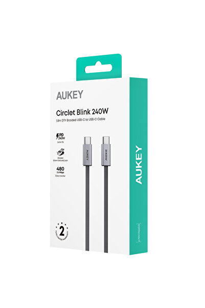 NO BRAND Cablu de încărcare AUKEY USB-C / USB-C 1.8m 240W 480Mbps OPLOT CB-DC...